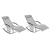 SoBuy OGS28-HGx2 2-er Set Swingliege Schaukelliege Sonnenliege Liegestuhl Gartenliege mit Tasche Gewebe in G