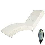 EROMMY Relaxliege Liegesessel mit Heiz- und Massagefunktion Ergonomische Indoor-Langliege für Büro oder Wohnzimmer PU & Schwarz (White, Polyurethan)