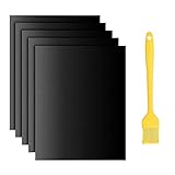 BBQ Grillmatte, Antihaft Grillmatten 40 x 33 cm Backmatte für Holzkohle Backen Hitzebeständiges Grill Zubehör, Wiederverwendbare BBQ Backpapier für Holzkohle, Gasgrill oder Elektrogrill (5er Set)