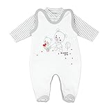 TupTam Baby Unisex Strampler-Set mit Aufdruck Spruch 2-TLG, Farbe: Streifenmuster Grau/Bärchen Herz, Größe: 62