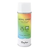 RAYHER HOBBY 34145102 Acryl-Spray, Acryllack, seidenmatt, Sprühlack für innen und außen, hohe Deckkraft, umweltbewusst spraylackieren, Dose 200 ml, weiß