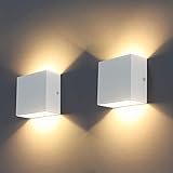 Wandleuchten Indoor, 2Pcs LED Wandbeleuchtung 3000K 6W leuchtet auf und ab moderne Wandlampe für Wohnzimmer Balkon Treppe Veranda Shop