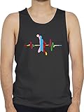 Shirtracer Handball Geschenk für Handballer - Bunter Herzschlag Handball Mann - XXL - Schwarz - Tank Top - BCTM072 - Tanktop Herren und Tank-Top M