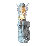Elfen Figur Garten Deko, Elf Mädchen Hält Einen Vogel Skulptur, Solar Licht Harz Mädchen Outdoor Villa Fairy Garten Garten Dekoration, Eine Outdoor/Indoor Miniatur-Fee-Statue Für Ihre Feeng
