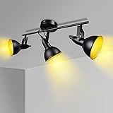 Unikcst 3 Flammig Deckenstrahler Retro Vintage Design LED Deckenleuchte Schwenkbar Deckenlampe Metall Schwarz Gold Wohnzimmer Schlafzimmer Ohne L