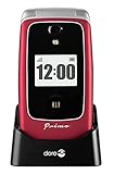 Primo 418 by Doro GSM Großtasten Mobiltelefon mit großem Farbdisplay, Fallsensor, Taschenlampe, FM-Radio, Kalender, inkl. Tischladestation, rot, 360029