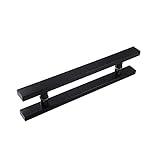 DSVONAUS Schwarzer Rohrtürgriff, Schwerer Edelstahl-Türgriff H-Form, Rustikaler Industrieller Haltegriff, Für Glastür-Holztür, (Size : 400 * 300mm)