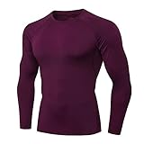 Bodybuilding Running T-Shirt Quick Sport Tees Training Sportswear Bekleidung, weinrot, L