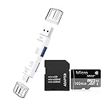 Micro-SD-Kartenleser mit TF-Kartenlesern und USB-2.0-Anschluss, inklusive einer 1024-GB-Micro-SD-Karte und einem Adapter, 3-in-1-OTG-Adapter, Typ C Micro-USB, Kartenleser (1024 GB)