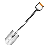 Fiskars Gärtnerspaten für harte, steinige Böden, Spitz, Länge: 108 cm, Qualitätsstahl-Blatt/Glasfaserverstärkter Kunststoff-Stiel, Schwarz/Orange, Xact, M, 1003684