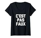 Damen C'est Pas Faux T-Shirt Lustiger Spruch Cool Frankreich Paris Französisch T-Shirt mit V
