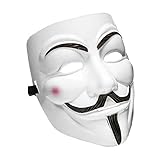 Halloween Maske, Hacker Maske V für Vendetta Maske mit universeller Größe, Erwachsene/Kinder V Für Halloween Kostüm Cosplay Weiß