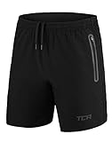 TCA Elite Tech Herren Trainingsshorts für Laufsport mit Reißverschlusstaschen - Schwarz - M