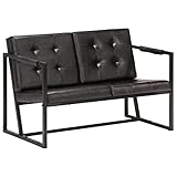 Sofa 2-Sitzer mit Armlehnen Stahlrahmen Polstersofa schwarz 115 x 61 x 75
