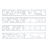 8Pcs Gemischte Zeichnung Malerei Vorlage Handwerk Schablonen Set Journaling Schablonen Wiederverwendbare Formen Schablonen für Kartenherstellung Zeitschriften DIY Alben Wanddekor(Über das Wetter)