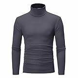 Herren Rollkragen Langarmshirt T-Shirts Slim Fit Rollkragenpullover Langarm Pullover Herbst Winter Rollkragenpulli Einfarbig Longsleeve Strickpullover Sweatshirt Unterzieh Elastisch Rollkrag