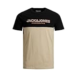 JACK & JONES PLUS Herren JJEURBAN Blocking Tee SS O-Neck NOOS PS T-Shirt, Crockery/Detail:White-Vibrant Orange, 5XL