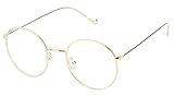 Lukis Brille Nerdbrille Retro Rund Unisex Metallgestell Brillenfassung Dekobrillen 140x50mm G