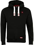 riverso Herren Kapuzenpullover RIVLinus Hoodie Sweatshirt Pullover Kapuze Kängurutaschen Regular Fit Einfarbig Baumwolle Grau Braun Grün Rot Blau Schwarz S-5XL, Größe:XXL, Farbe:Black-Formula R