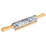 CHEFMADE 18-zoll Marmor Rolling Pin mit Holz Griffe und Wiege,Nicht-stick FDA Genehmigt (Grau und Weiß)
