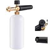 Schneeschaum Lanze schaumkanone Auto Wash Schaumlanze mit Verstellbarer Schaumstoff Düse, 1L Flasche und Faden Adapter kompatibel mit Hochdruckreiniger von Kärcher K-Serie K2/K3/K4/K5/K6/K7(Brass)