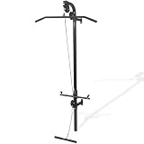 vidaXL Latzugturm mit 2 Flaschenzügen Softgrip-Griffe Wandmontage Kabelzug Latzug Seilzug Latzugstation Wand K-Sport Schwarz S