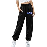 Damen Jogginghose Herbst und Winter Haremshose High Waist lässige Sportlich Hosen mit Taschen Sweathose Verdickte Trainingshose Mode Hohe Taille Freizeithosen Jogging Laufen Fitnes (Blau-#4, XL)