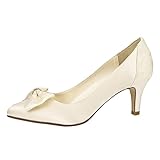 Else by Rainbow Club Brautschuhe Perry - Pumps, Ivory/Creme, Satin, Spitze überzogen, Schleife, Strass, Größe 37 (UK 4), Bequem, Tanzschuhe, H