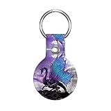 Airtag-Schutzhülle aus Leder mit Schlüsselring, Silikon-Airtag-Halterung, kompatibel mit Air-Tag-Schlüsselanhänger für Haustiere, Geldbörsen, Gepäck und mehr, Air-Tags, lila D