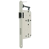 Zimmertür-Einsteckschloss Buntbart Stulpe weiß lackiert, rund, 20 x 235 mm (DIN Links)