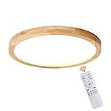 LED Deckenleuchte Holz, Nordic Modern Holz Deckenlampe Schlafzimmerlicht, 28W 2520lm(90Lm/W) Runde Holz Lampe Deckenleuchten für Wohnzimmer,Büro, Kinderzimmer Leuchte Eiche Decke Licht Holzlampe,Φ40