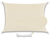 Sonnensegel Sonnenschutz atmungsaktiv Windschutz Tarp UV Schutz 95% für Balkon Garten Campin Terrasse Quadratisch/Rechteckig aus Seil 180 g/m² HDPE Sand Beige 4x6