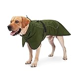 Dociote Hundemantel Hundejacke mit Bauchschutz gefütterte verstellbare & wasserdichte Winterjacke Wintermantel für Winter für mittelgroße große Hunde Grün 2XL