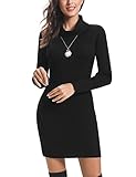 Sevidith Damen Pullover Kleid Strickkleid Elegante Für Frauen Büro Strickpullover Langarm Female Winterkleider Rollkragen Schwarz XXL