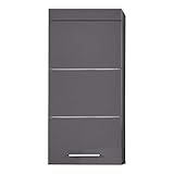 trendteam smart living Badezimmer Hängeschrank Wandschrank Amanda, 37 x 77 x 23 cm in Grau / Agave Grau Hochglanz mit viel S