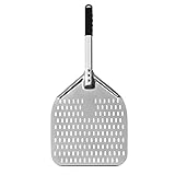 Pizzaschieber aus Aluminium, 30,5 cm, perforiert, mit langem Griff, antihaftbeschichtet, Pizzaschaufel für professionelles Backen, Pizza, B