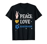 Vintage Peace Love Hanukkah Zitat Davidstern T-S