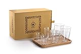 NAJ 6er-Set Doppelwandige,2x Espresso-Gläser, 2x Kaffee-Gläser ,2x Cappuccino-Gläser mit Holztab