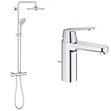 Grohe Euphoria System 260, Brause- & Duschsystem, mit Thermostatbatterie, Drei Strahlarten & Eurosmart Cosmopolitan | Badarmatur - Einhand-Waschtischbatterie, mit Zugstange | M