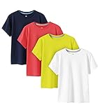 LAPASA Kinder 4er Pack Baumwoll T Shirt Unisex Einfarbig 3-13 Jahre/ 95-165 Jungen Mädchen K01