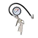 Reifenfüllmanometer,SHMSHNG Reifenfüll Messgerät Luftdruckprüfer Multifunktions-Pistole Autoreifendruckmesser mit Manometer 220PSI Schlauch Messbereich 0-16 bar,Schw