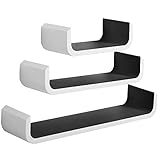 WOLTU RG9273sz Wandregal U Form Bücherregal Wandboard, 3er Hängeregal, schw