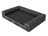 Haustierbett Hundeliegen Kissen Hundebett Liegen Hundekissen Bett Sofa Hundekorb Tierbett Hundesofa: Schwarz Ökoleinen, XXL - 118 x 78