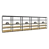 Mega Deal 5er-Set Schwerlastregale Big Elephant 180x120x60cm mit 5 Ebenen Fachlast 250kg Schw