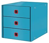 Leitz Click & Store Schubladenset, 3 Schubladen zur Aufbewahrung von Papieren, Dokumenten und Gegenständen, Größe A4, Stabiler Premium-Karton, Zuhause/Büro, Cosy Serie, Sanftes Blau, 53680061