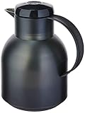 Emsa Samba Isolierkanne 504235 | 1 Liter | Quick Press Verschluss | 100% dicht | 12h heiß, 24h kalt | Schwarz T