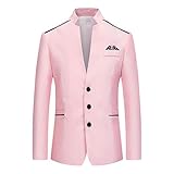 Yowablo Blazer Klassischer Herren Anzugjacke Baukasten Herren Slim Fit Anzugjacke EIN Knopf Sakko für Business (3XL,Rosa)