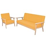 SANON Sofagarnitur 2-TLG. Loveseat Stoff-Sessel Modernes Sofa Polster Lounge Couch Sofa Wohnzimmer Kleine Innenmöbel für Büro, Schlafzimmer,Wohnzimmer, Gelb