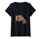 Damen Brüllender Bär | Tiermotiv | Männer, Frauen, Kinder T-Shirt mit V