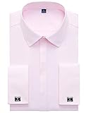 Alimens & Gentle Herren-Hemden, französische Manschette, langärmlig, normale Passform (inkl. Metall-Manschettenknöpfe und Metall-Kragenstäbchen) - Pink - 41 cm Hals 81 cm- 84 cm Ä